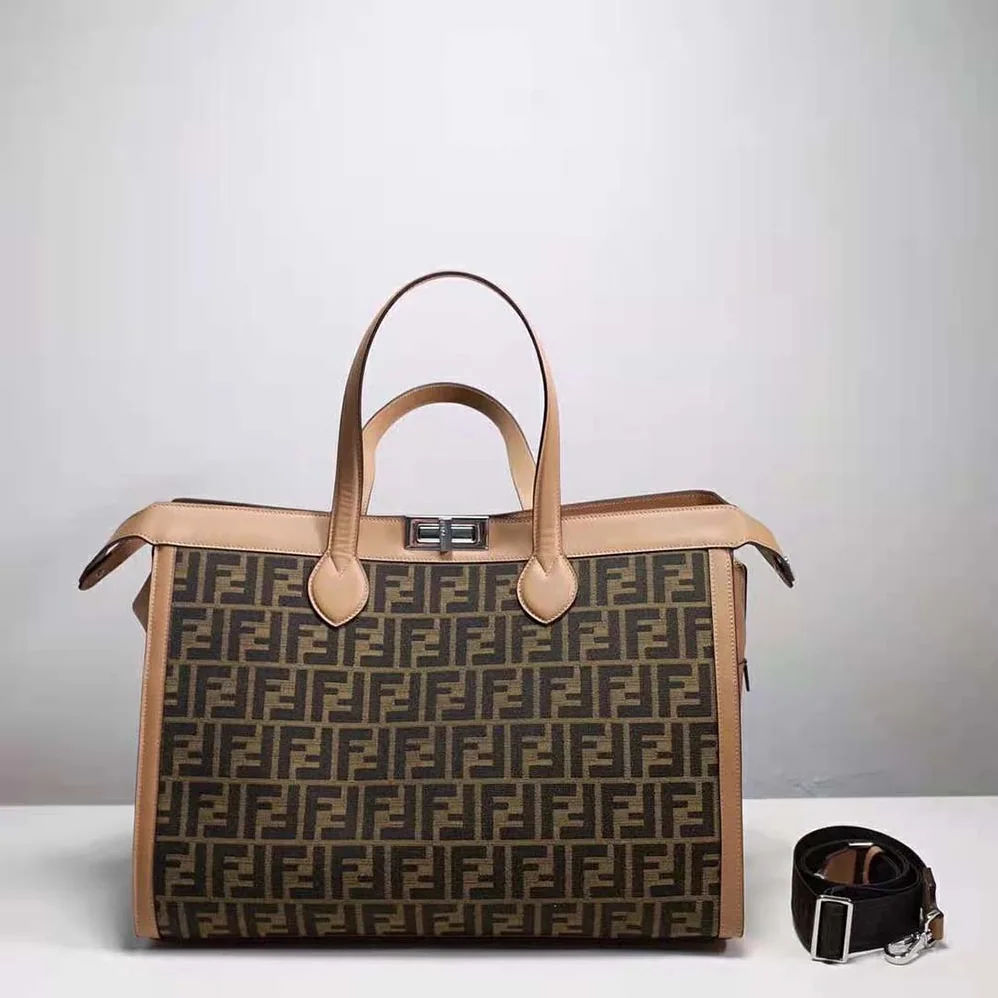 Fendi Peekaboo ISeeU Forty8 Brown FF Fabric Bag for Men Fendi Peekaboo ISeeU Forty8 Brown FF Fabric Bag for Men