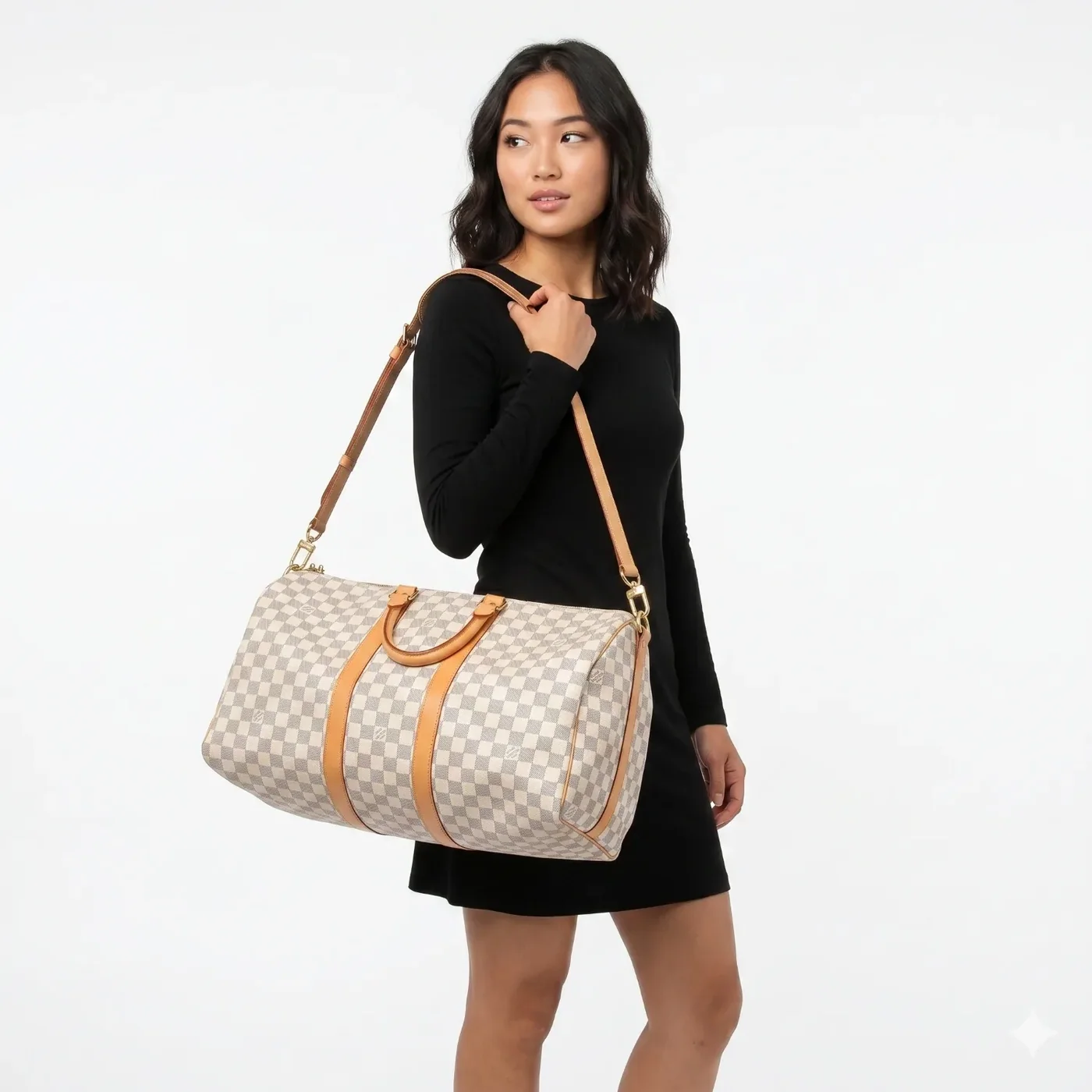 Louis Vuitton Keepall Bandouliere 45 Travel Bag in Damier Azur Gold Hardware Louis Vuitton Keepall Bandouliere 45 Travel Bag in Damier Azur Gold Hardware