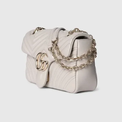 Gucci Marmont Medium Shoulder Bag / Light Grey Light Gold Hardware