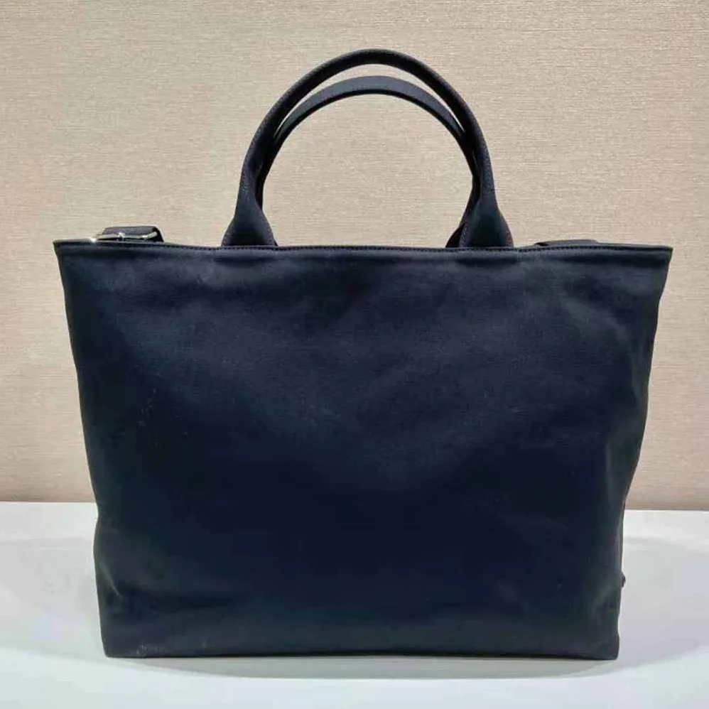 Prada Canvas Tote Bag with Contemporary Take on Classic Beach Designs for Women in Black Prada Canvas Tote Bag with Contemporary Take on Classic Beach Designs for Women in Black