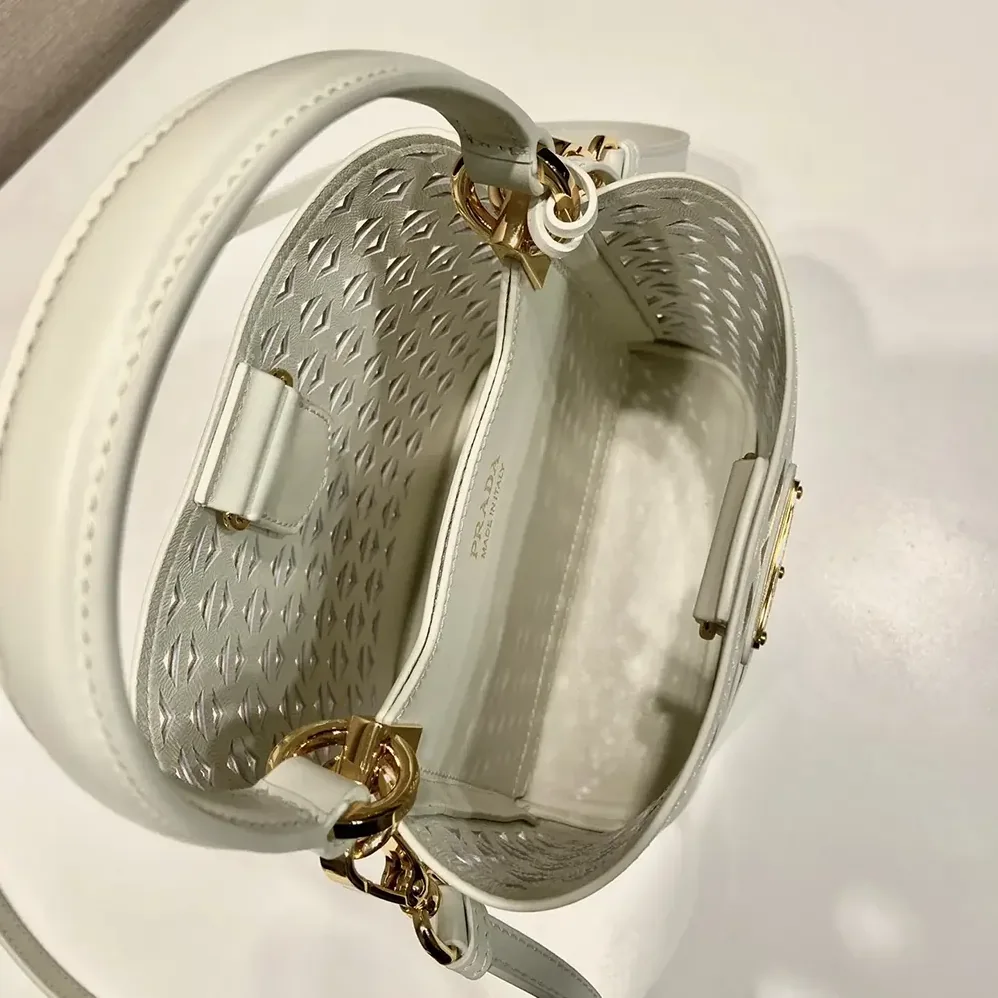 Prada Panier Leather Mini-bag with Cut-out Motif for Women in White
