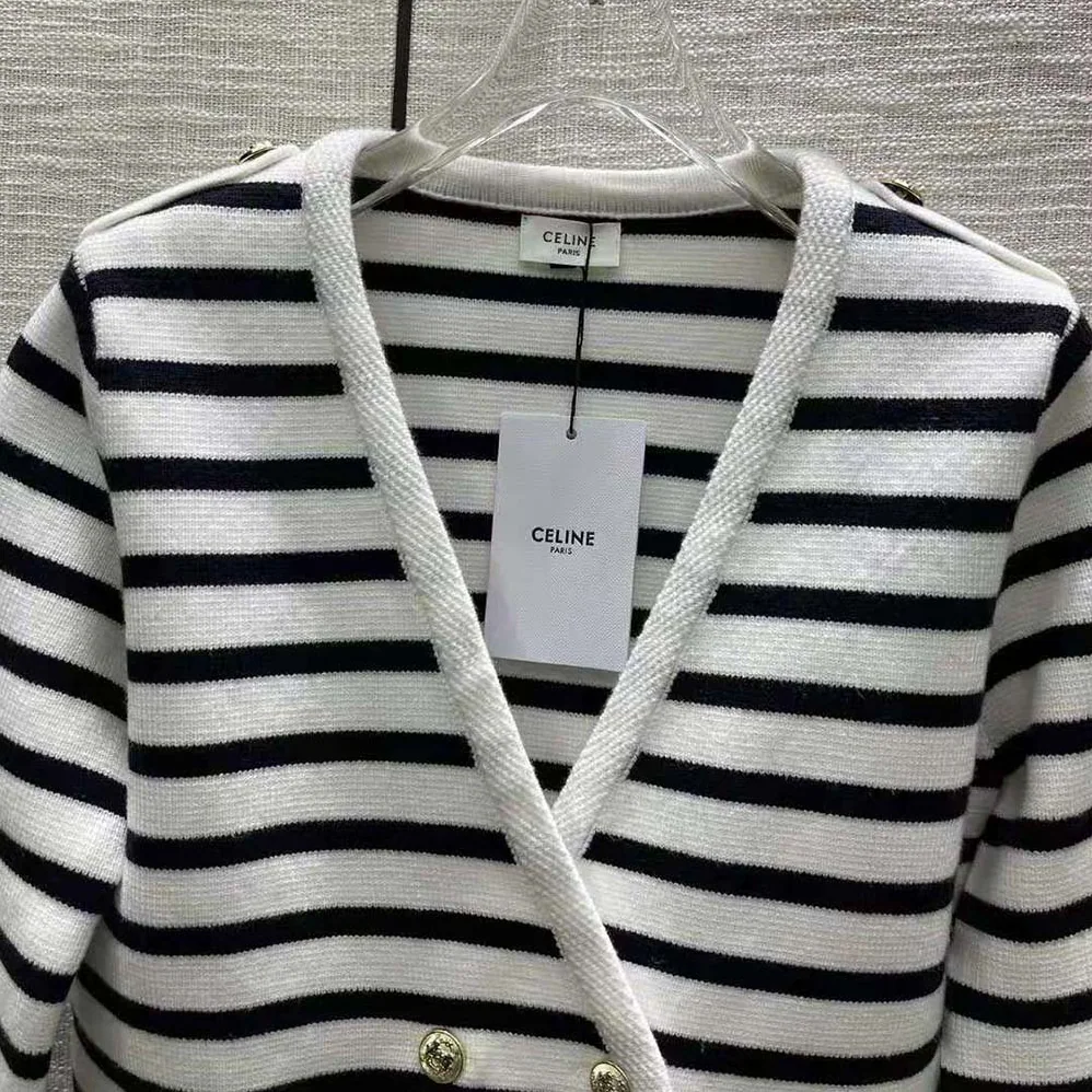 Celine Cropped Cardigan in Marinière Wool for Women Celine Cropped Cardigan in Marinière Wool for Women