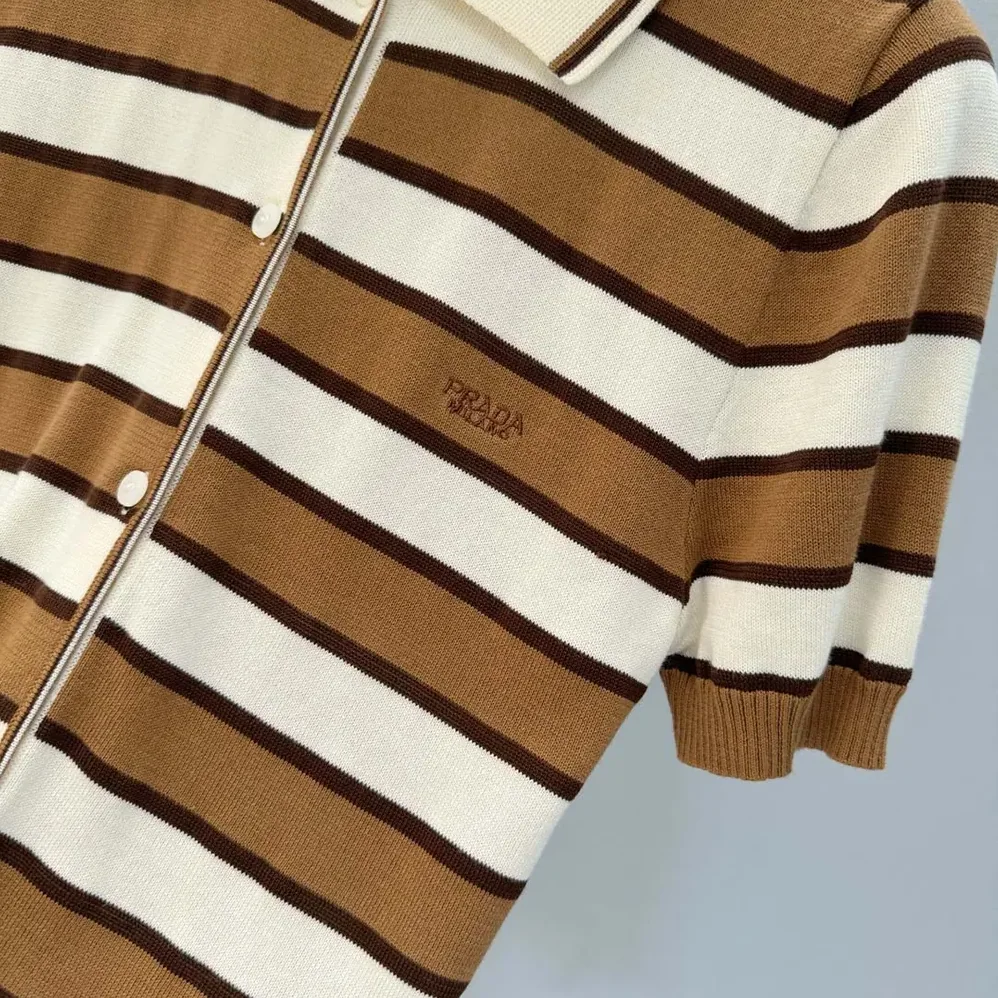 Prada Short for Women in sleeved Striped Cotton Cardigan