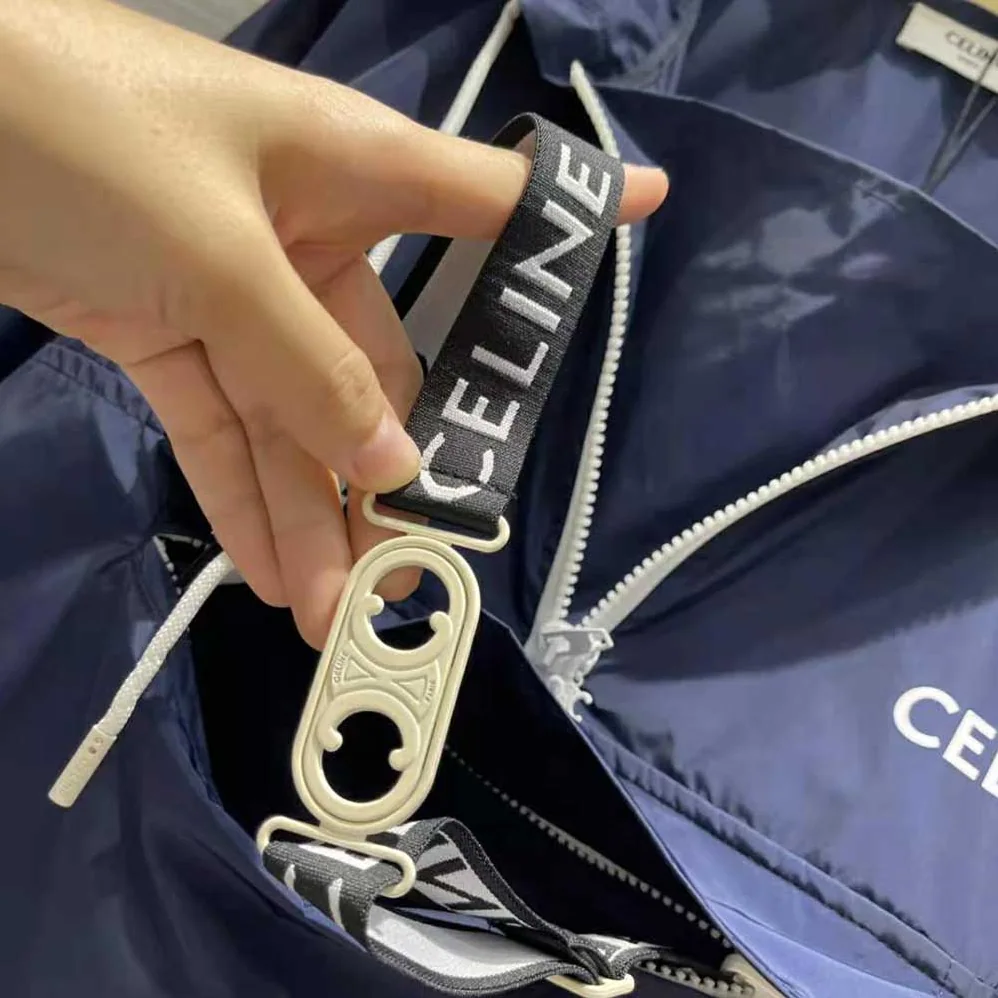 Celine Windbreaker in Lightweight Nylon for Women in Blue