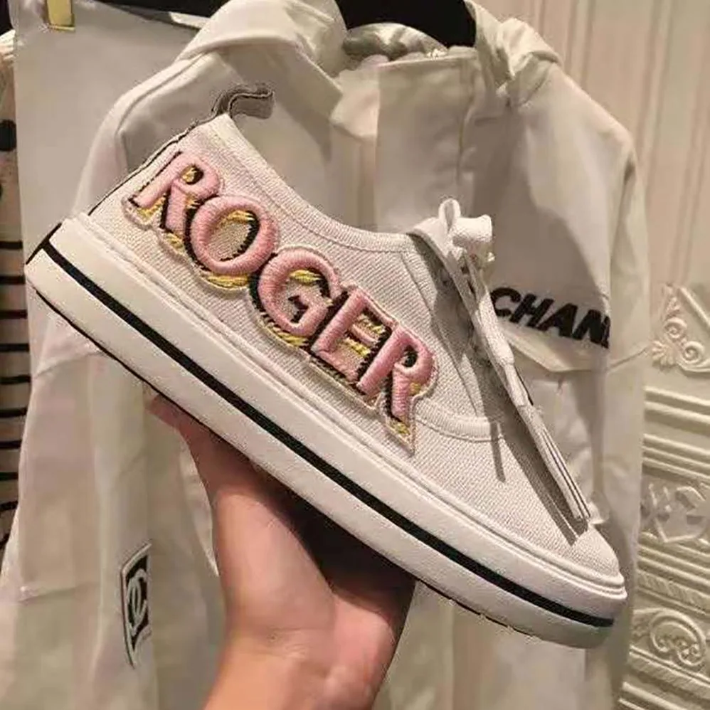 Roger Vivier Call Me Vivier Patch Sneakers for Women in White Roger Vivier Call Me Vivier Patch Sneakers for Women in White