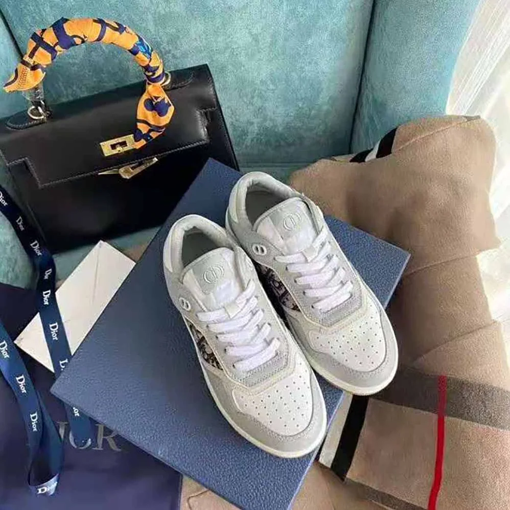 Dior B27 Low-Top Sneaker Smooth Calfskin with Dior Oblique Jacquard for Men in Silve