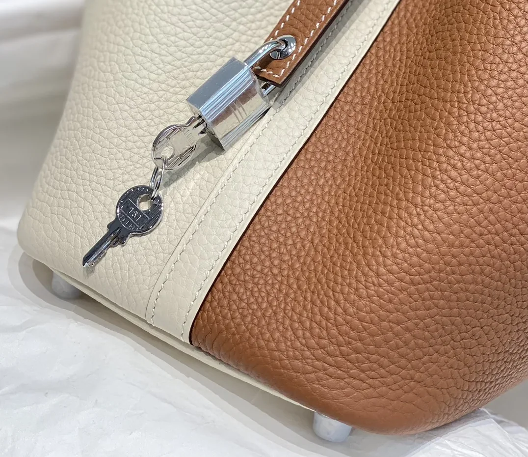 Hermes Picotin Lock 18 Bag Cream in Brown / Hermes Picotin Lock 18 Bag Cream in Brown /