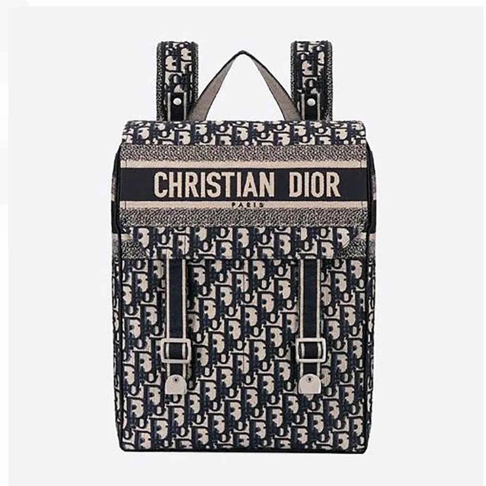 Dior Backpack Blue Dior Oblique Embroidery for Women