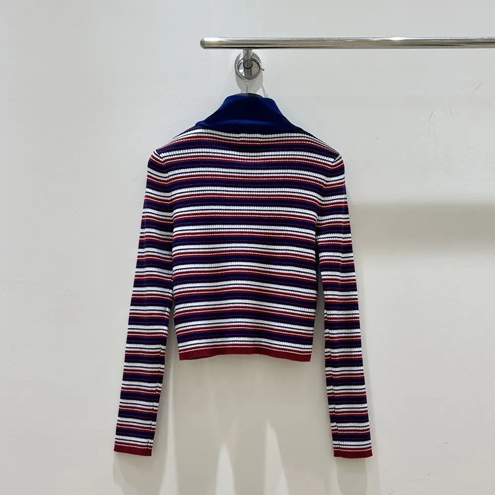 Celine Turtleneck Sweater In Striped Ribbed Wool for Women Celine Turtleneck Sweater In Striped Ribbed Wool for Women