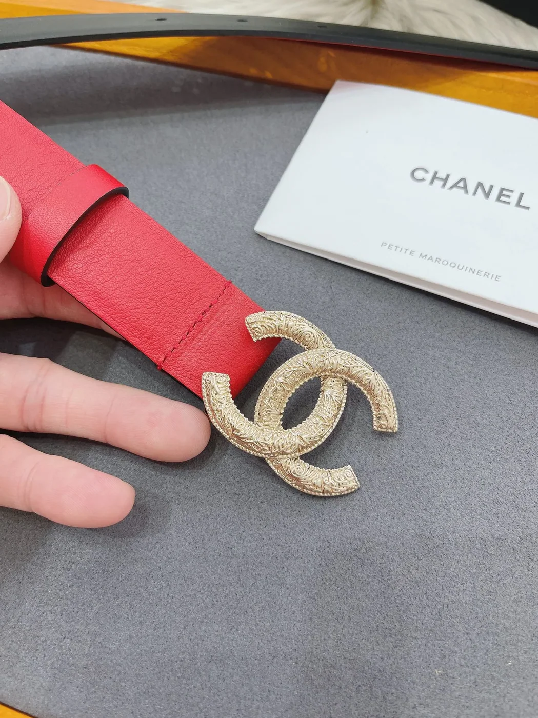 Chanel Attach Stone Metal CC Belt Red Chanel Attach Stone Metal CC Belt Red