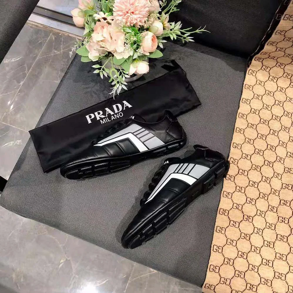Prada Rev Leather Sneakers for Women in Black Prada Rev Leather Sneakers for Women in Black