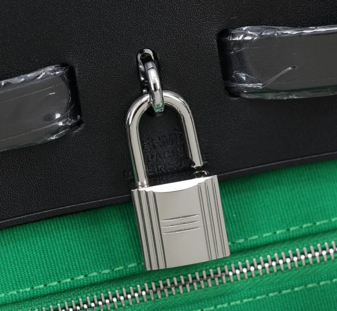 Hermes Buckle Lock Shape Striped Green, Silver Toned Hardware Bag Hermes Buckle Lock Shape Striped Green, Silver Toned Hardware Bag