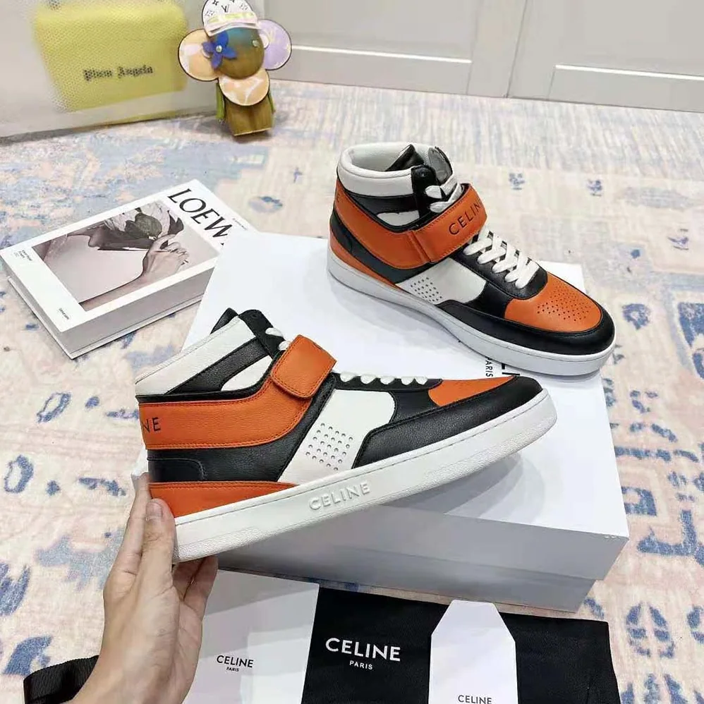 Celine CT-03 High Sneaker with Scratch in Calfskin for Men in Orange
