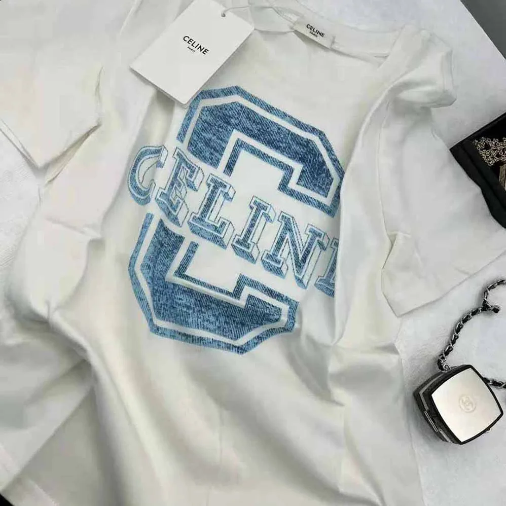 Celine Boxy Cotton Jersey T-shirt for Women in White Celine Boxy Cotton Jersey T-shirt for Women in White