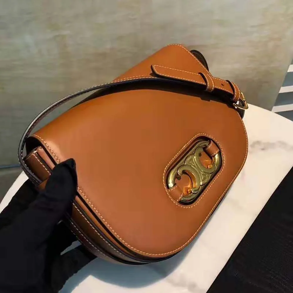Celine Medium Maillon Triomphe Bag in Natural Calfskin for Women in Brown Celine Medium Maillon Triomphe Bag in Natural Calfskin for Women in Brown