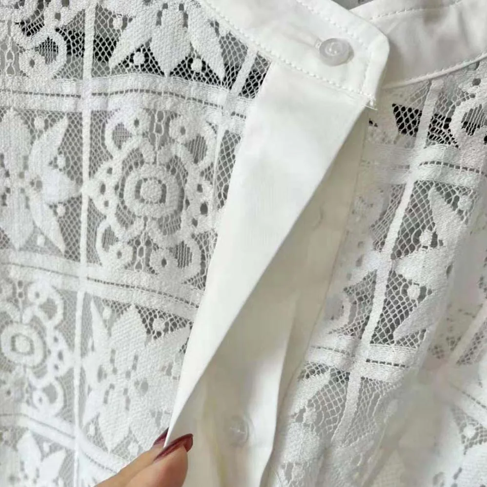 Dior Blouse Ecru Technical Cotton Lace for Women Dior Blouse Ecru Technical Cotton Lace for Women