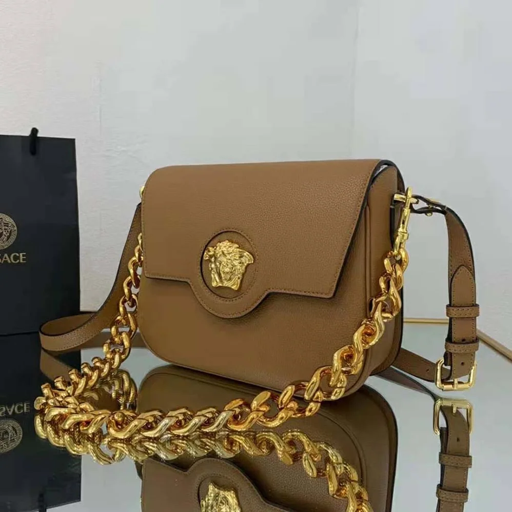 Versace La Medusa Shoulder Bag for Women in Brown Versace La Medusa Shoulder Bag for Women in Brown