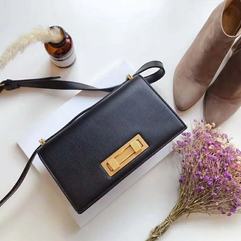 Saint Laurent YSL Domino Small in Smooth Leather for Women in Black Saint Laurent YSL Domino Small in Smooth Leather for Women in Black