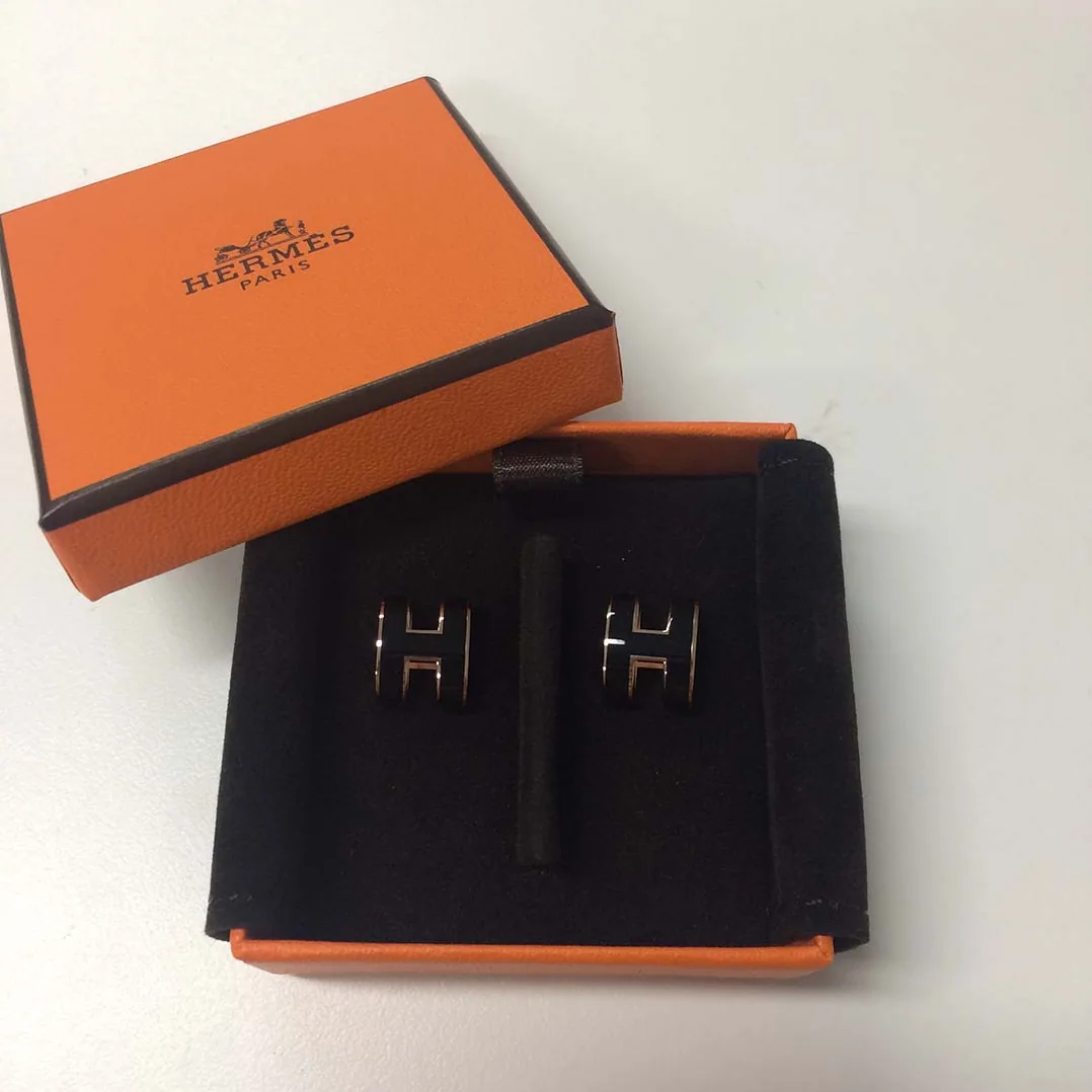 Hermes Pop H Earrings Jewelry Black for Women Hermes Pop H Earrings Jewelry Black for Women