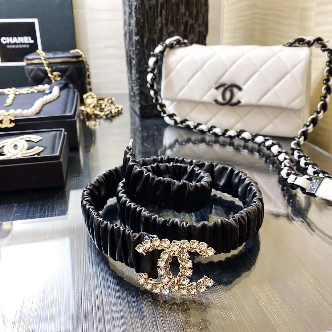 Chanel Twinkle Stone Interlocking C Buckle Belt Black Chanel Twinkle Stone Interlocking C Buckle Belt Black