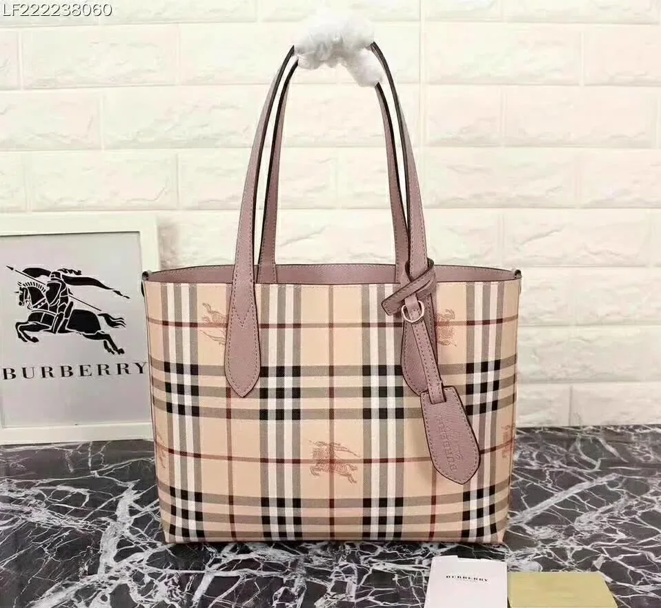 Burberry Embossed Leather Tote for Women in Pink