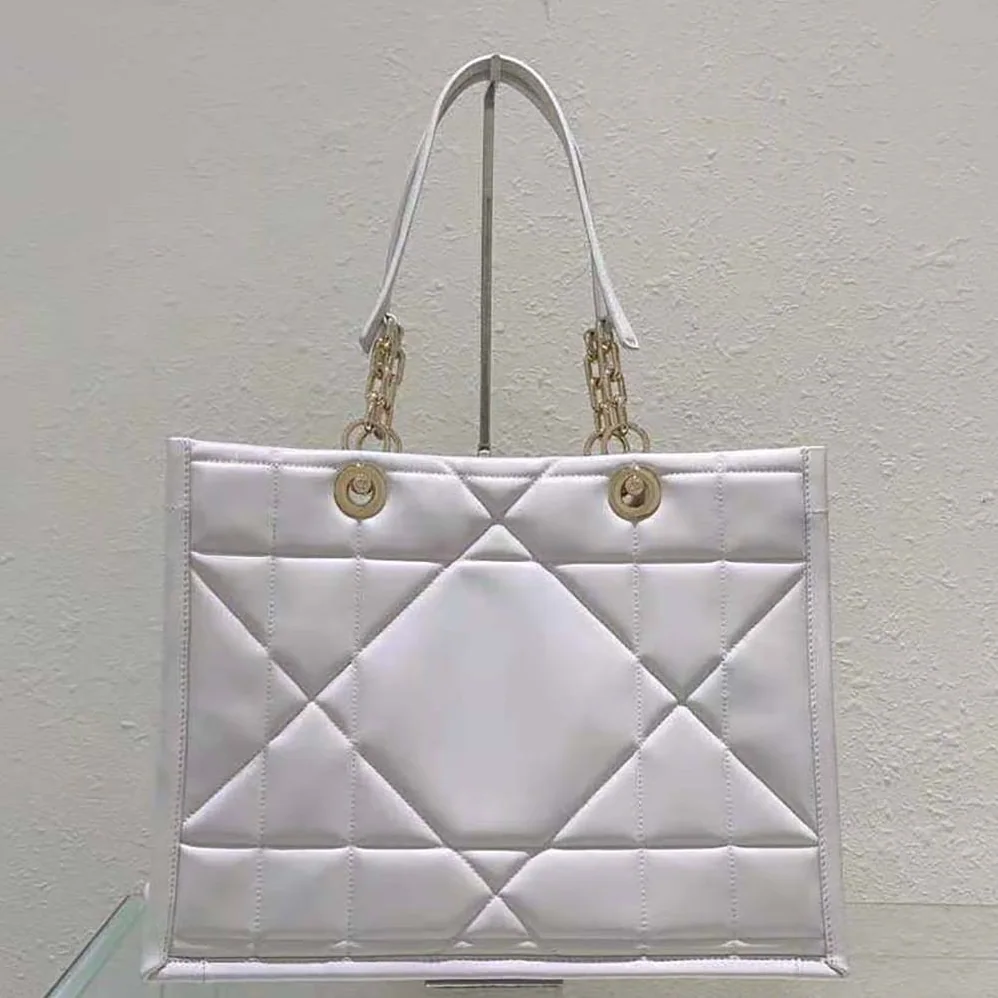 Dior Medium Dior Essential Tote Bag White Archicannage Calfskin for Women