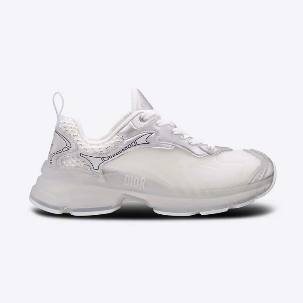 Dior Vibe Sneaker White Mesh and Silver for Women in Tone Leather Dior Vibe Sneaker White Mesh and Silver for Women in Tone Leather