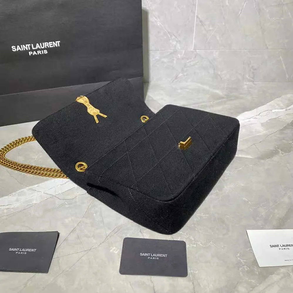 Saint Laurent YSL Jamie Medium Carre Rive Gauche in Jersey for Women in Black Saint Laurent YSL Jamie Medium Carre Rive Gauche in Jersey for Women in Black