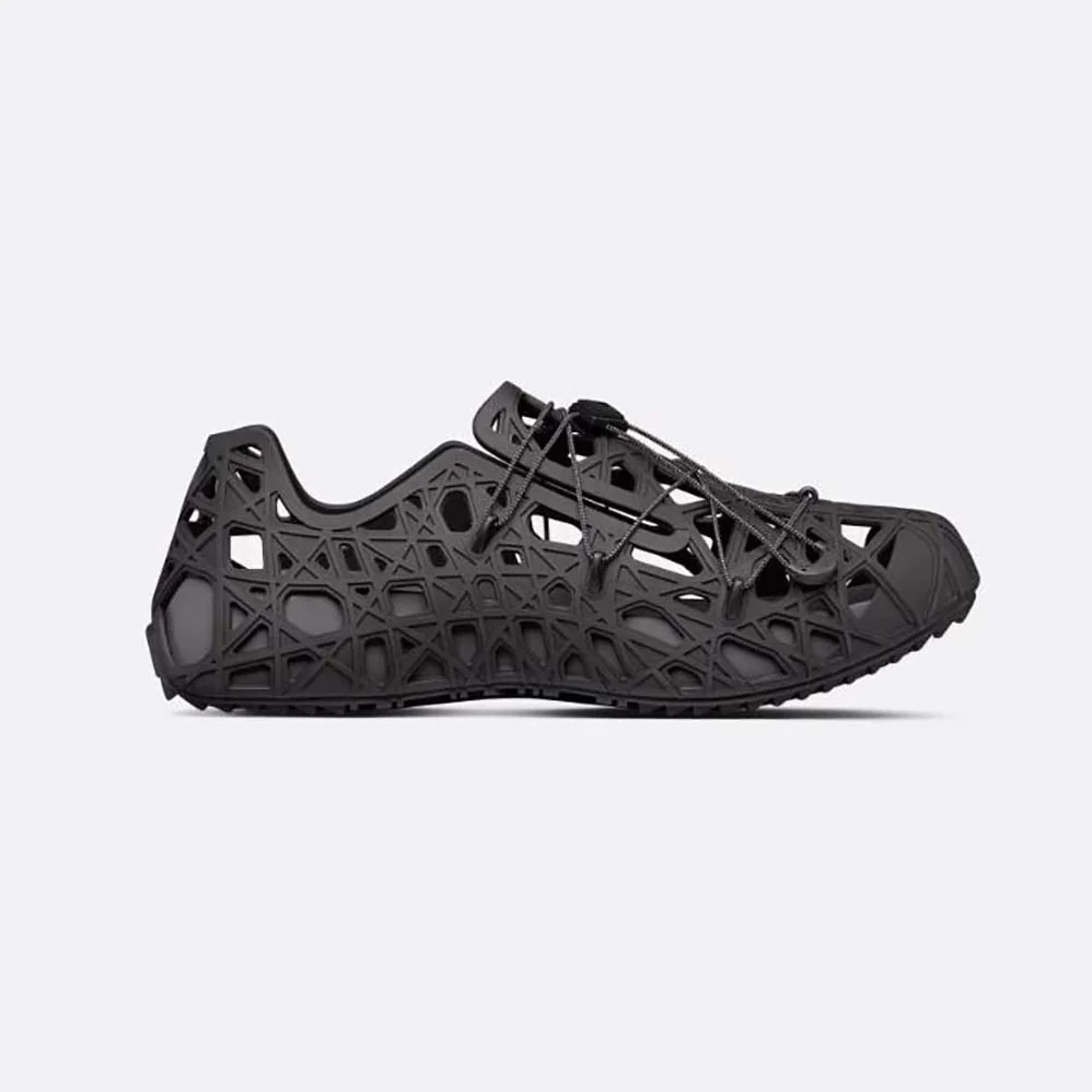 Dior Warp Sandal Black Cosmo Rubber with Warped Cannage Motif for Men