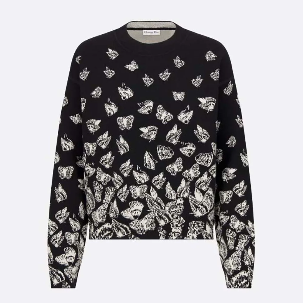Dior Dioralps Reversible Sweater Black and White Technical Cashmere Knit for Men