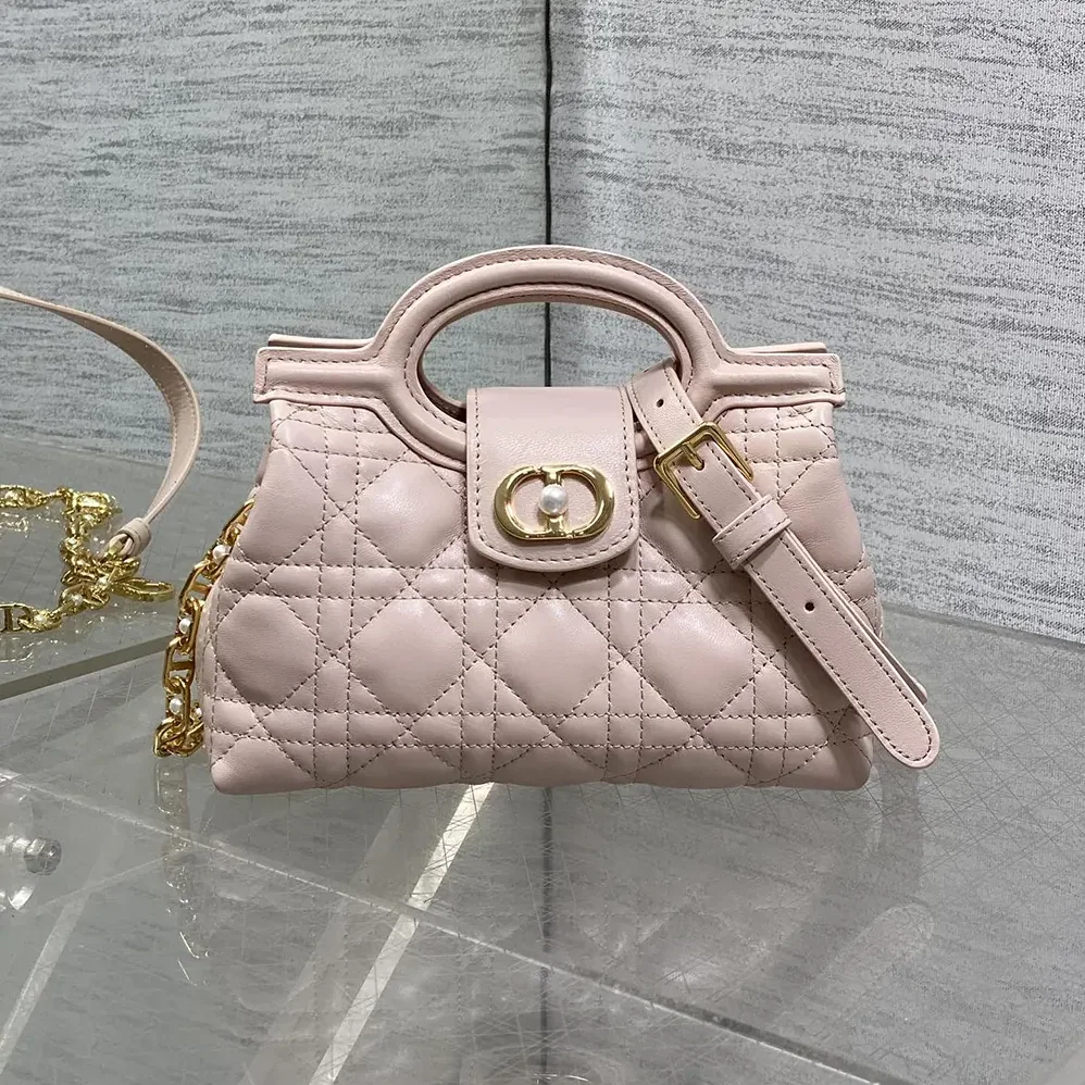 Dior Jolie Top Handle Mini Bag Powder Pink Cannage Lambskin for Women Dior Jolie Top Handle Mini Bag Powder Pink Cannage Lambskin for Women