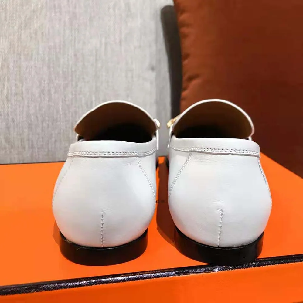 Hermes Colette Loafer in Calfskin Leather for Women in White Hermes Colette Loafer in Calfskin Leather for Women in White