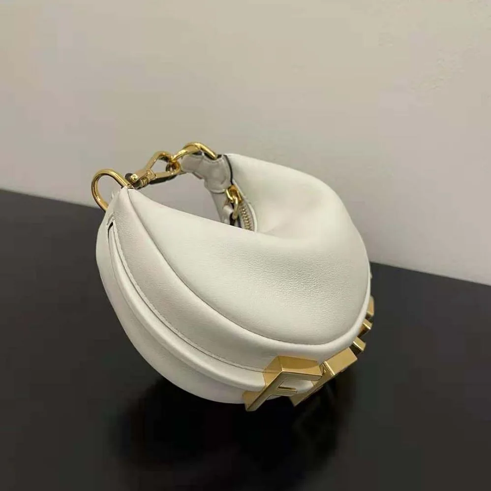 Fendi Nano Fendigraphy White Leather Charm for Women