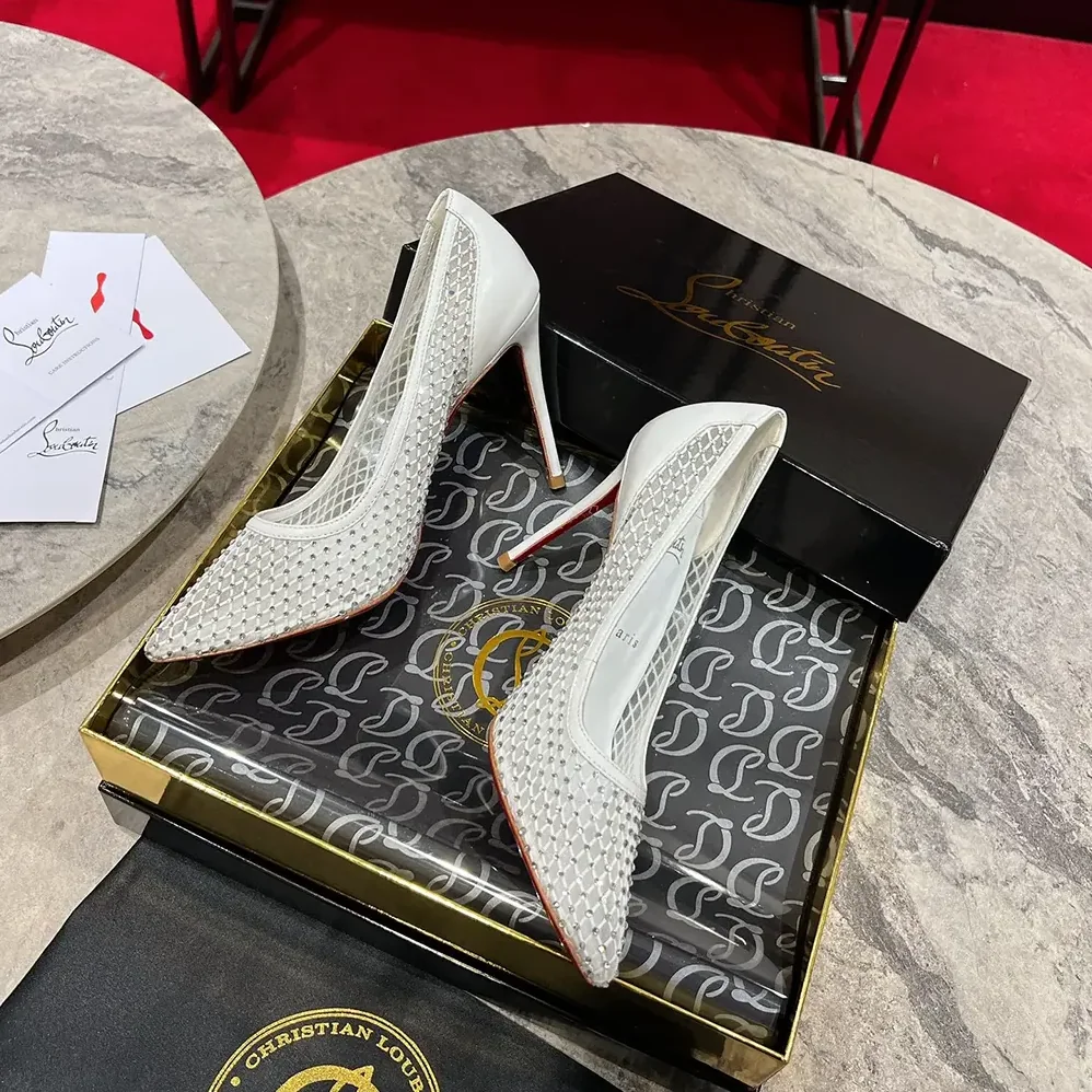 Christian Louboutin Apostropha Mesh Strass 80mm Pumps for Women in White
