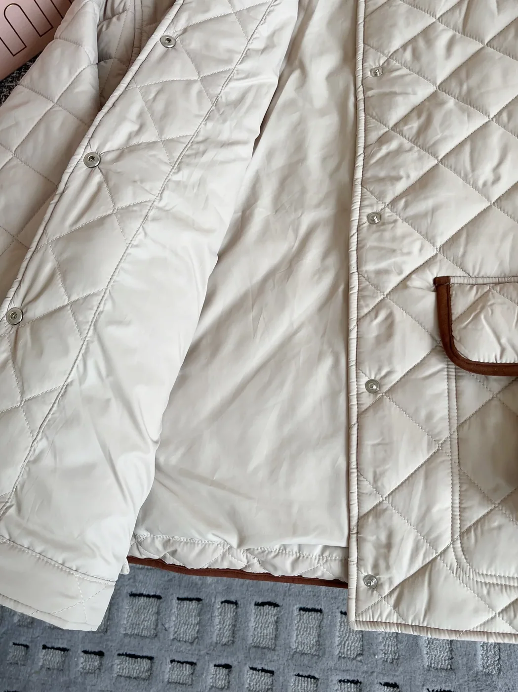 Miu Miu Quilted Jacket With Velvet Collar Beige