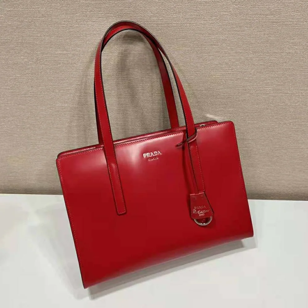 Prada Re-Edition 1995 Brushed-Leather Medium Handbag for Women in Red Prada Re-Edition 1995 Brushed-Leather Medium Handbag for Women in Red