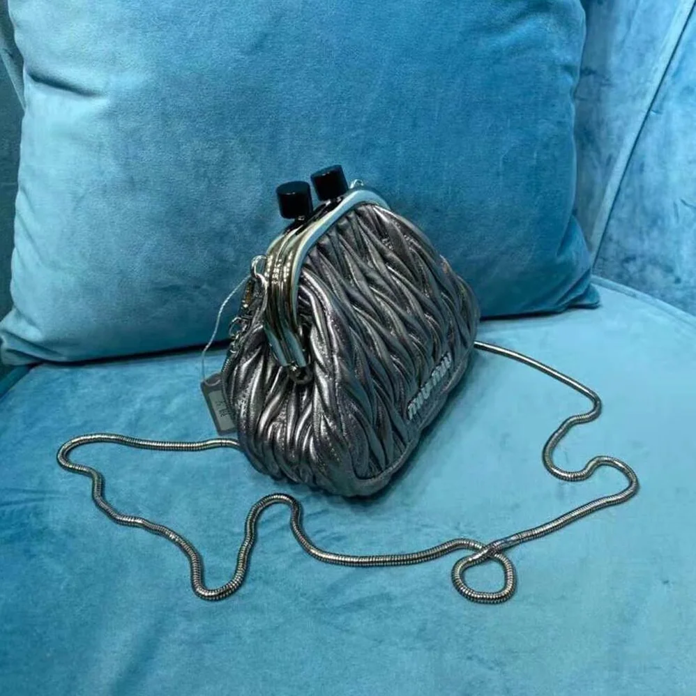 Miu Miu Miu Belle Nappa Leather Mini-Bag for Women in Silver