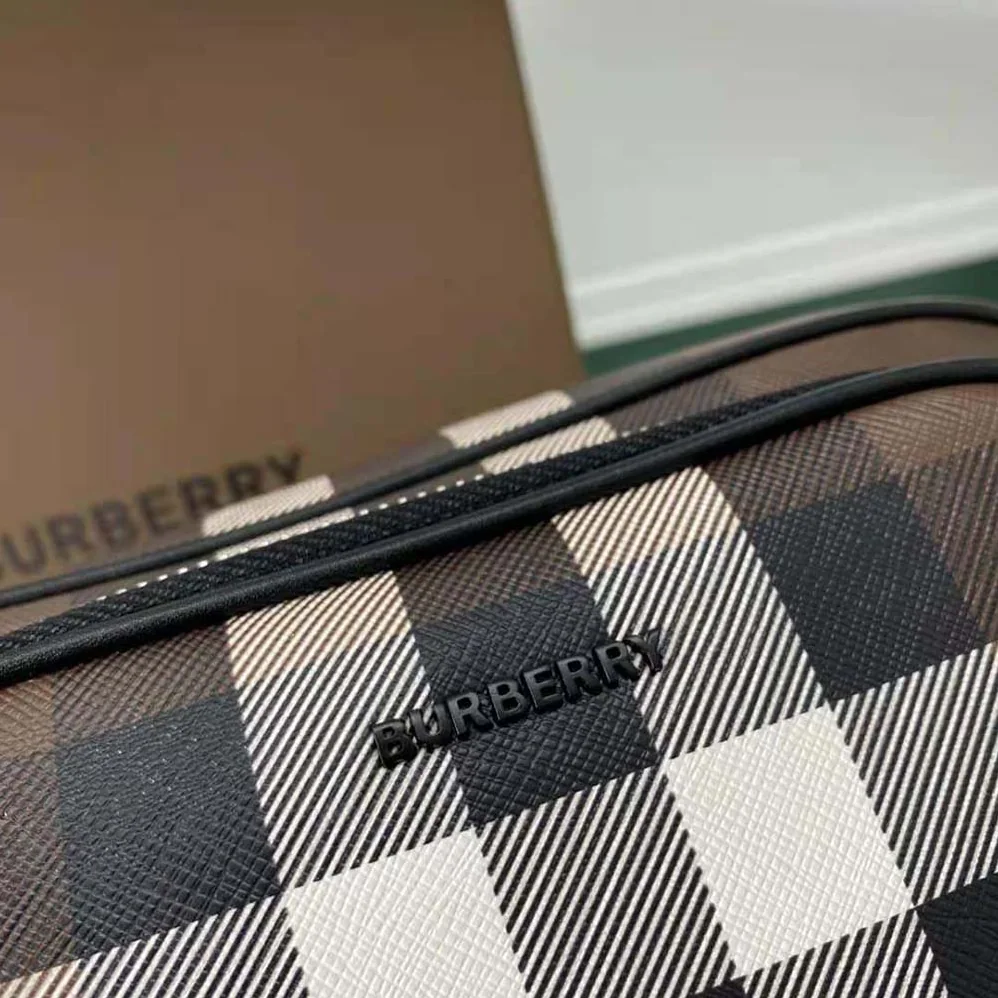 Burberry Check Crossbody Bag in Calf Leather for Men in Brown