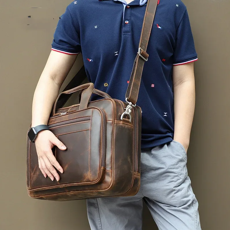 Top Qaulity Brand Briefcase Bag For Male Business Bag Vintage Designer for Men's