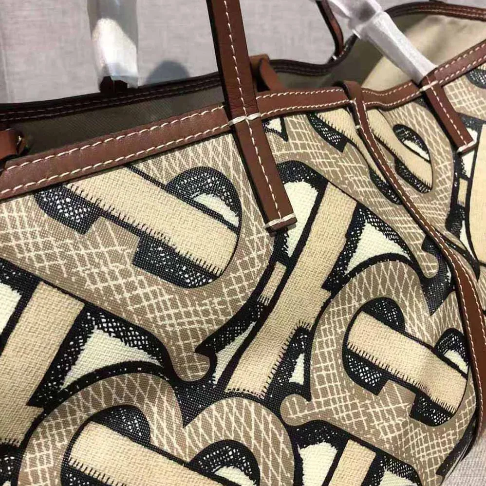 Burberry Mini Monogram Print E-canvas Beach Tote for Women in Brown