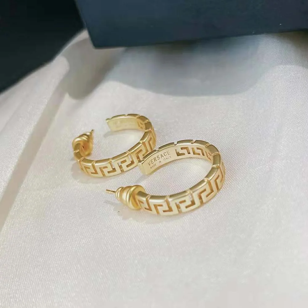 Versace Small Greca Hoop Earrings for Women in Gold