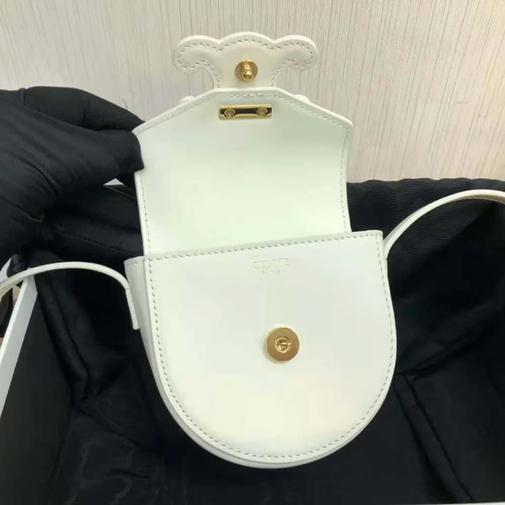 Celine Mini Besace Cuir Triomphe in Smooth Calfskin for Women in White