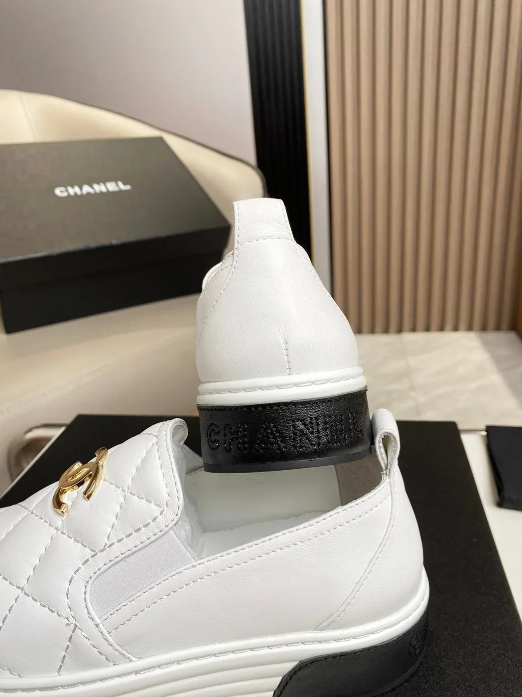 Chanel Platform Casual Plain White Chanel Platform Casual Plain White