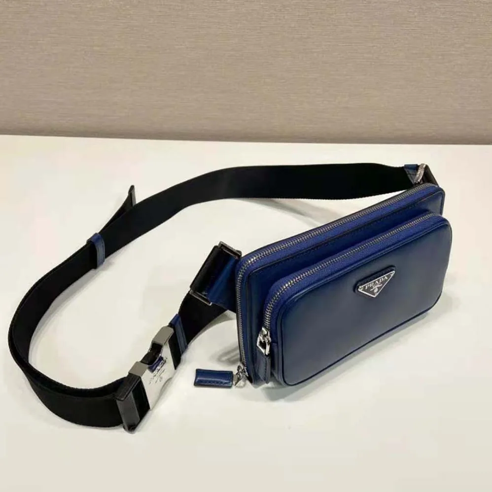 Prada Saffiano Leather Belt Bag for Men in Blue Prada Saffiano Leather Belt Bag for Men in Blue