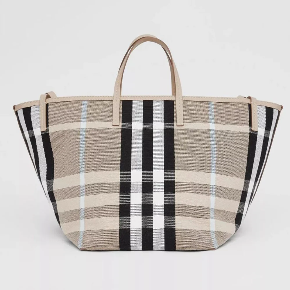 Burberry Medium Check Canvas Beach Tote for Women Burberry Medium Check Canvas Beach Tote for Women