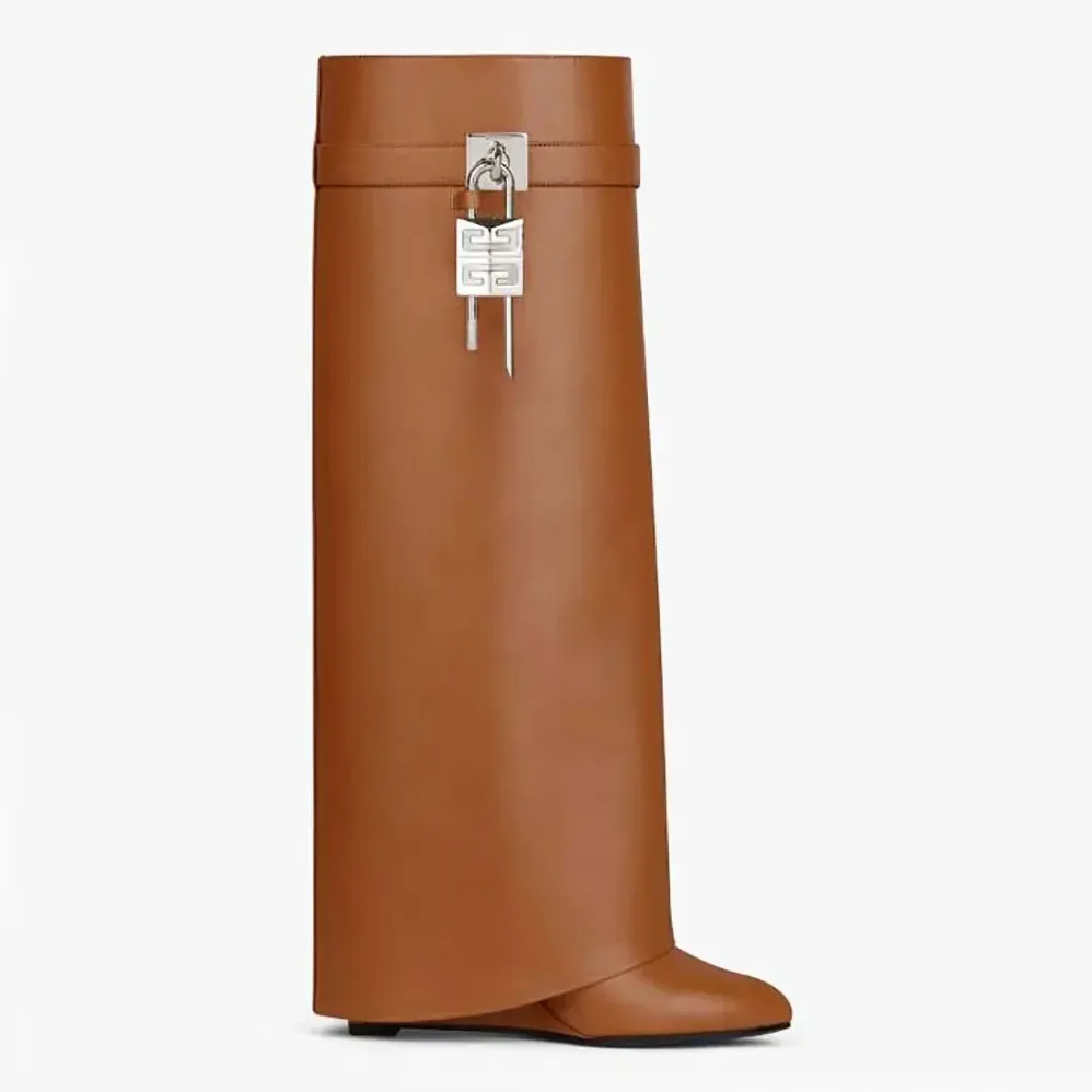 Givenchy Shark Lock Boots in Leather for Women in Tan