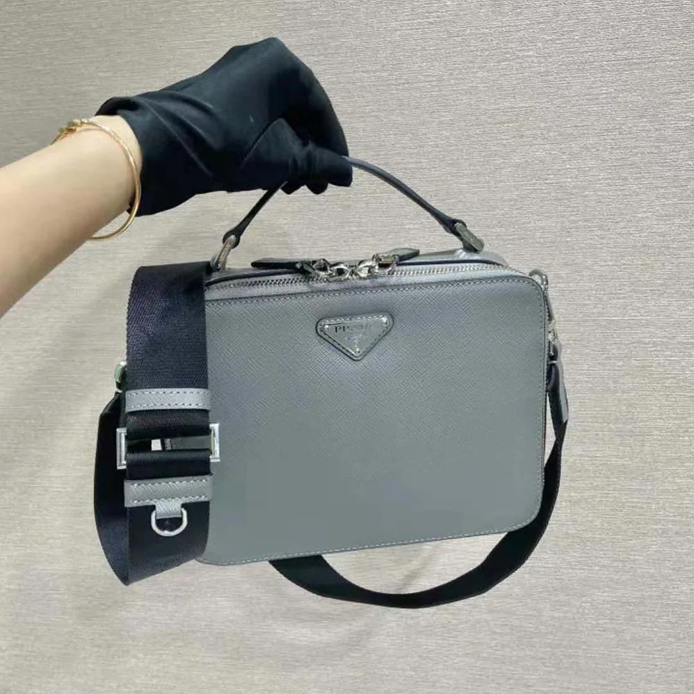 Prada Brique Saffiano Leather Bag for Men in Gray Prada Brique Saffiano Leather Bag for Men in Gray