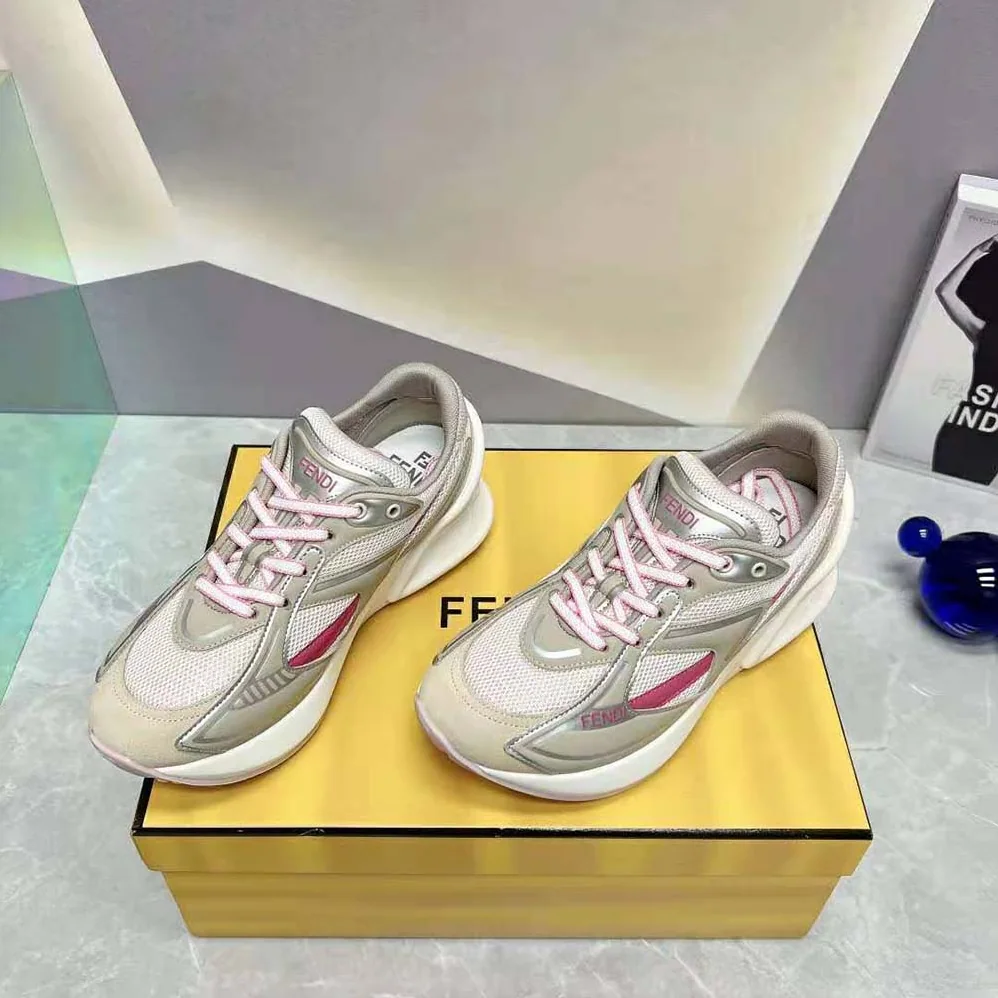 Fendi First 1 Beige Fabric Running Shoes for Women Fendi First 1 Beige Fabric Running Shoes for Women