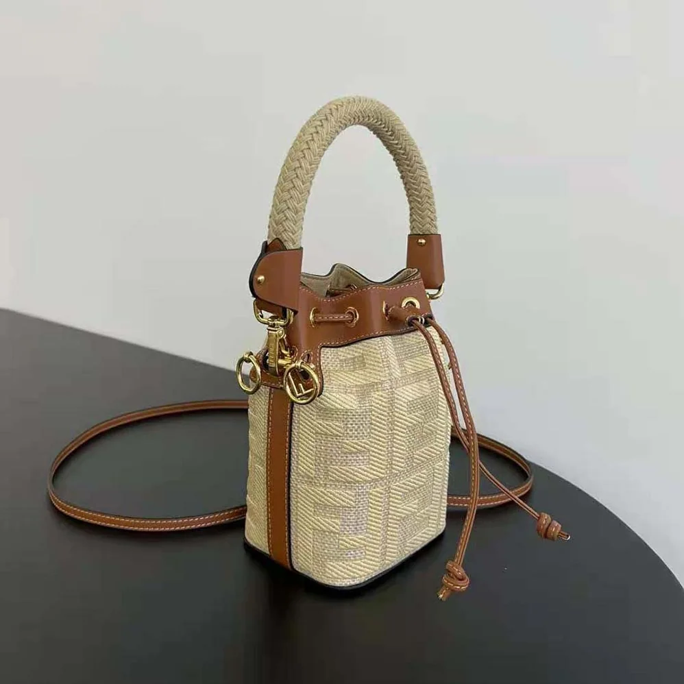 Fendi Mon Tresor Natural Straw Mini for Women in bag with FF Embroidery Fendi Mon Tresor Natural Straw Mini for Women in bag with FF Embroidery