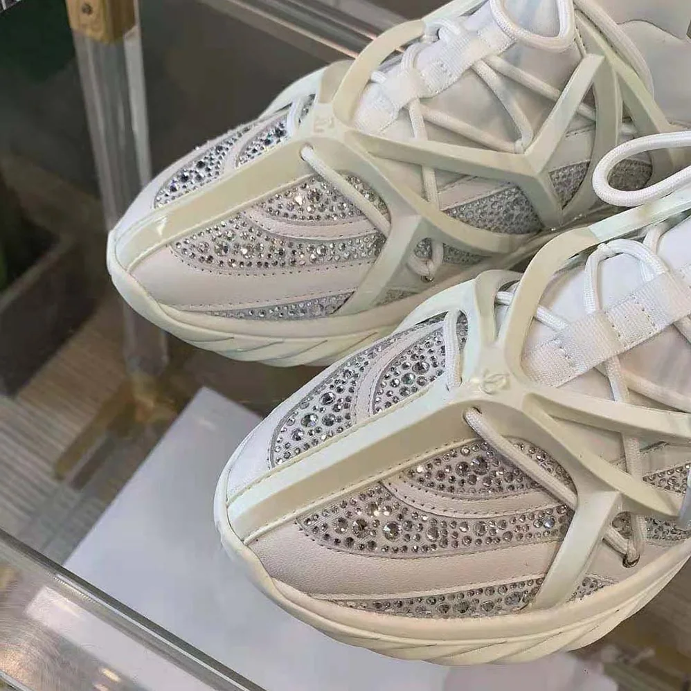 Jimmy Choo Cosmos/F White Neoprene and Leather Low for Women in Top Trainers with Crystals Jimmy Choo Cosmos/F White Neoprene and Leather Low for Women in Top Trainers with Crystals